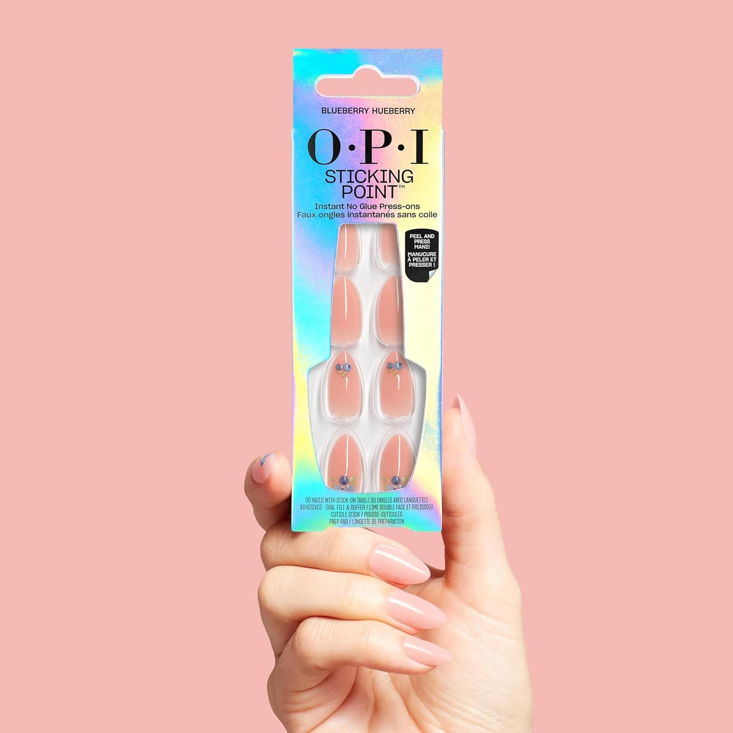OPI Press On Nails - Instant No Glue Application | 30 Count, Short Round, Almond & Squoval Styles