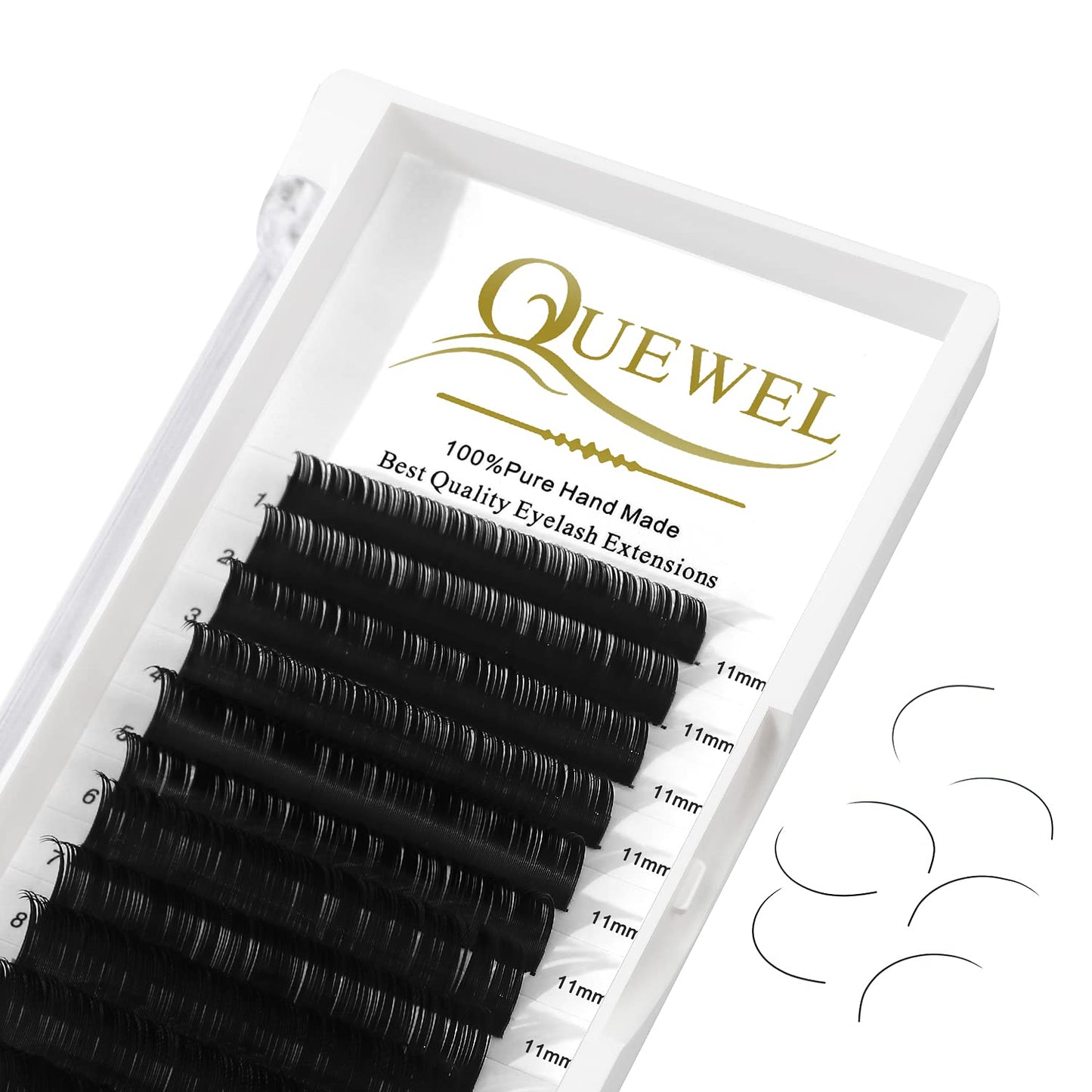 QUEWEL Eyelash Extensions 0.05 Curl 11mm Individual Lashes for Salon Use (0.05 11mm)