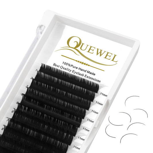 QUEWEL Eyelash Extensions 0.05 Curl 11mm Individual Lashes for Salon Use (0.05 11mm)
