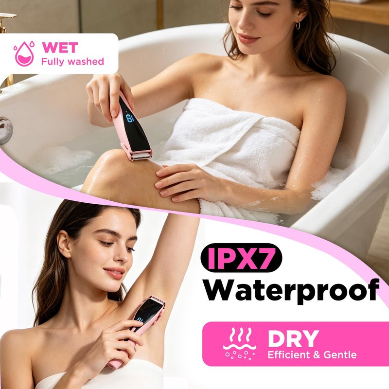 Bikini Trimmer for Women 2-in-1 High Power Epilators Hair Removal Waterproof Electric Razors Women's Electric Razor Pubic Hair Trimmer Shaver for Women for Ladies Pubic, Face, Underarms, Legs