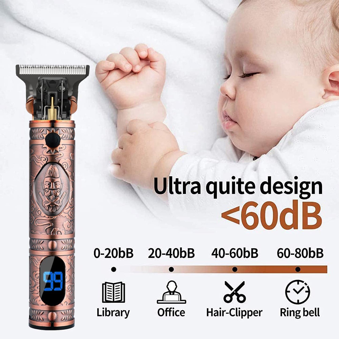 AMULISS Beard Trimmer for Men Hair Clippers Zero Gapped Cordless Hair Trimmer Professional Haircut & Grooming Kit for Men Rechargeable LED Display