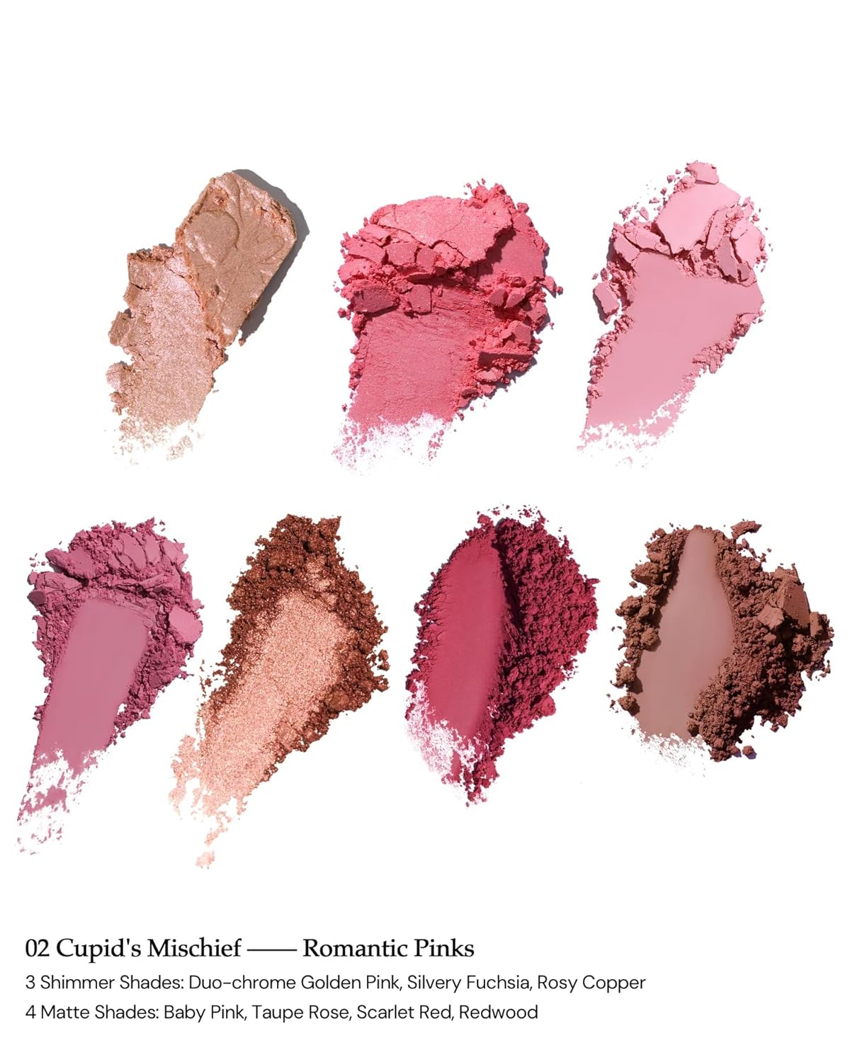 Strawberry Cupid Makeup Palette - 5 Matte & 2 Shimmer Shades | Blendable Pink Face Makeup, 0.49 Oz