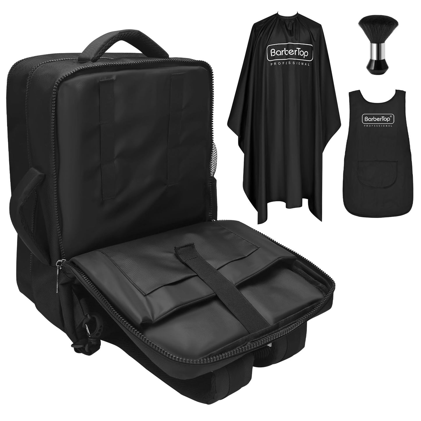 Barber Backpack for Clippers and Supplies, 17.7"x7.9"x13" Large Capacity Four-Layer Hairstylist Backpack, with General-purpose Barber Apron Cape Brush, Barber Bag for Barbershop Salon Home Use