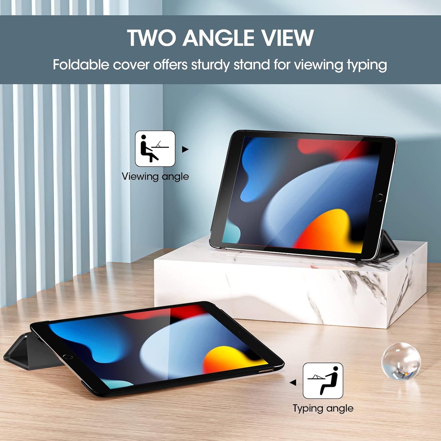 iPad 9th/8th/7th Generation Case | Slim Smart Cover with Translucent Hard Shell - 10.2 Inch, Black