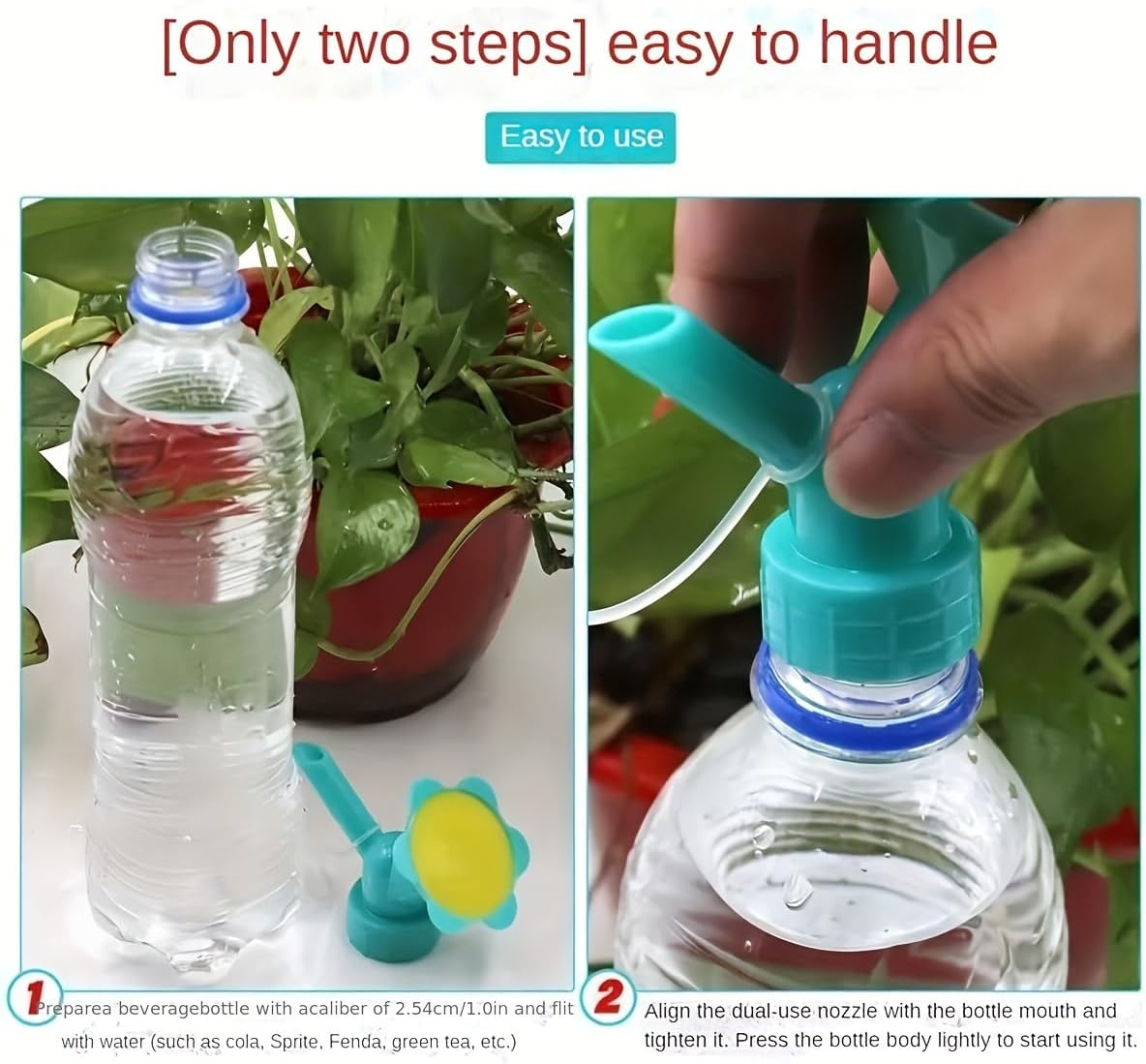 Dual Head Bottle Watering Sprinkler - 2-in-1 Nozzle Sprayer for Seedlings, Indoor Plants & Garden Pots