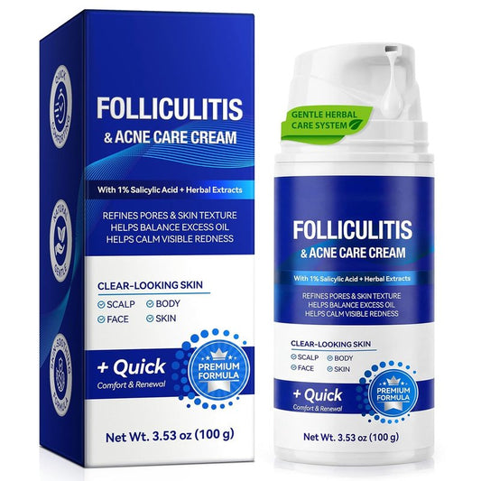 Folliculitis Cream - 1% Salicylic Acid & Herbal Extracts | Pore Refining, Multi-Area Use for Scalp, Face & Body, 100g