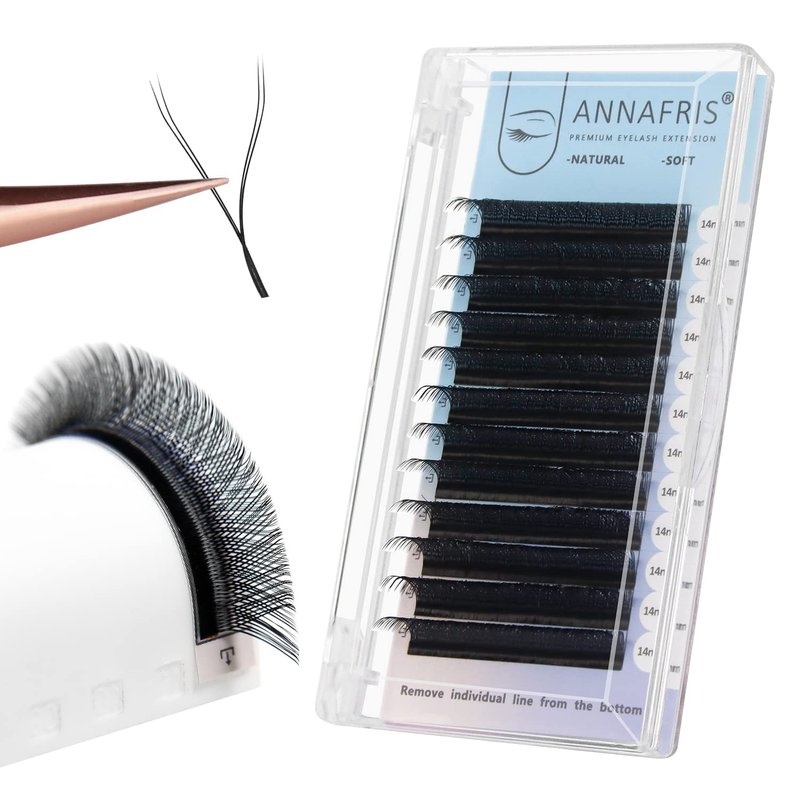 ANNAFRIS 4D YY Shape Eyelash Extension Makeup Mesh Net Cross 2D Y Shape Premade Fans Lash Extension Hand Woven Natural Soft Light Mink False Lashes