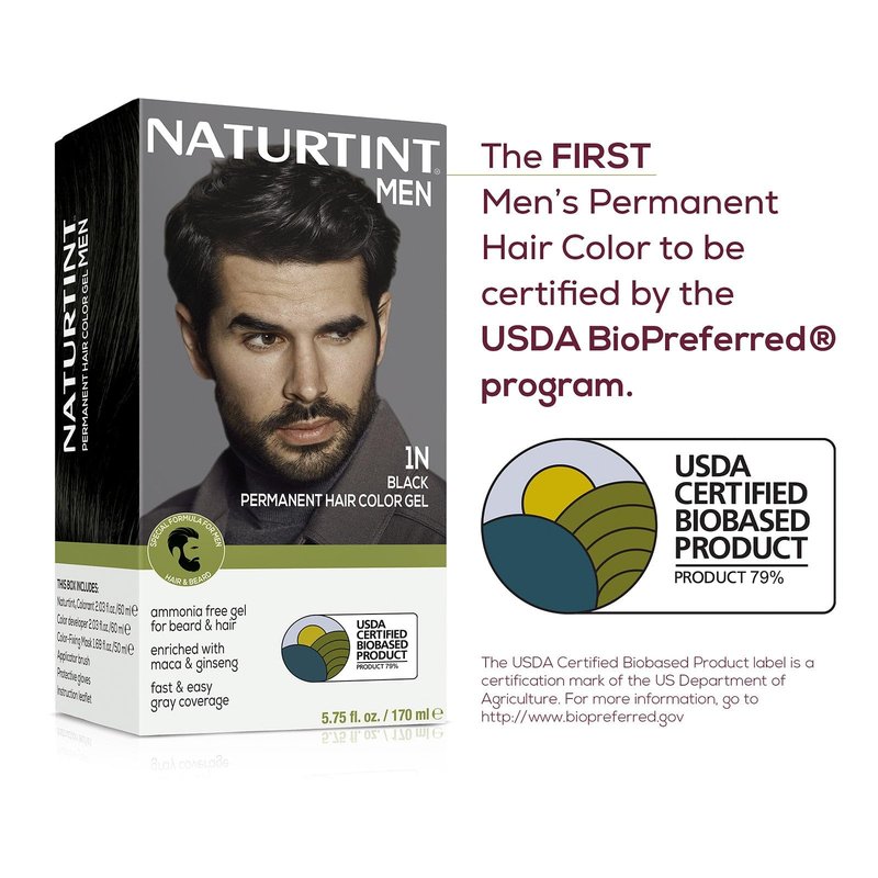 Naturtint Mens Permanent Hair Color for Hair Beard and Mustache (1N Black)