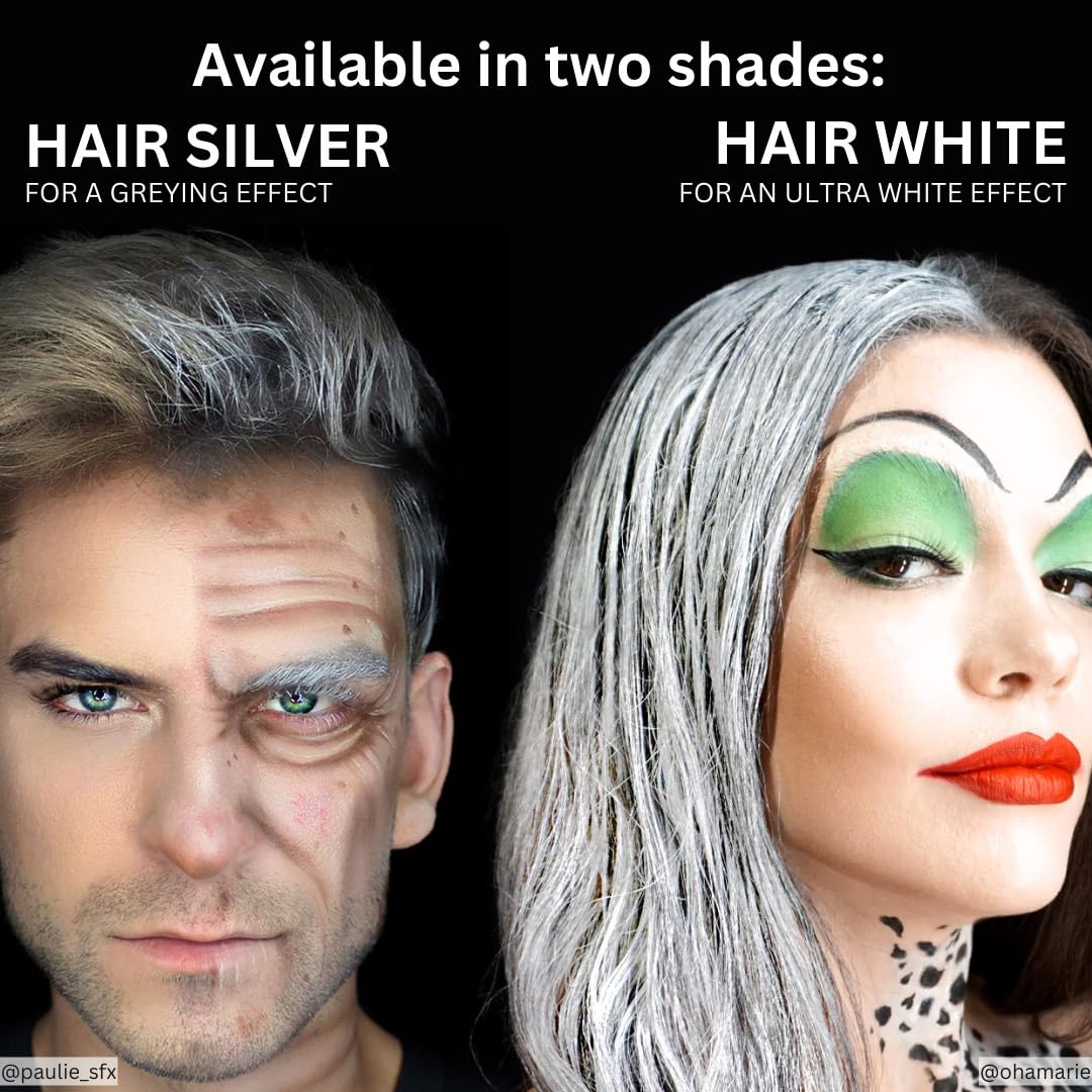 Mehron Makeup Hair White & Silver Color | 4.5 oz Professional Hair Paint