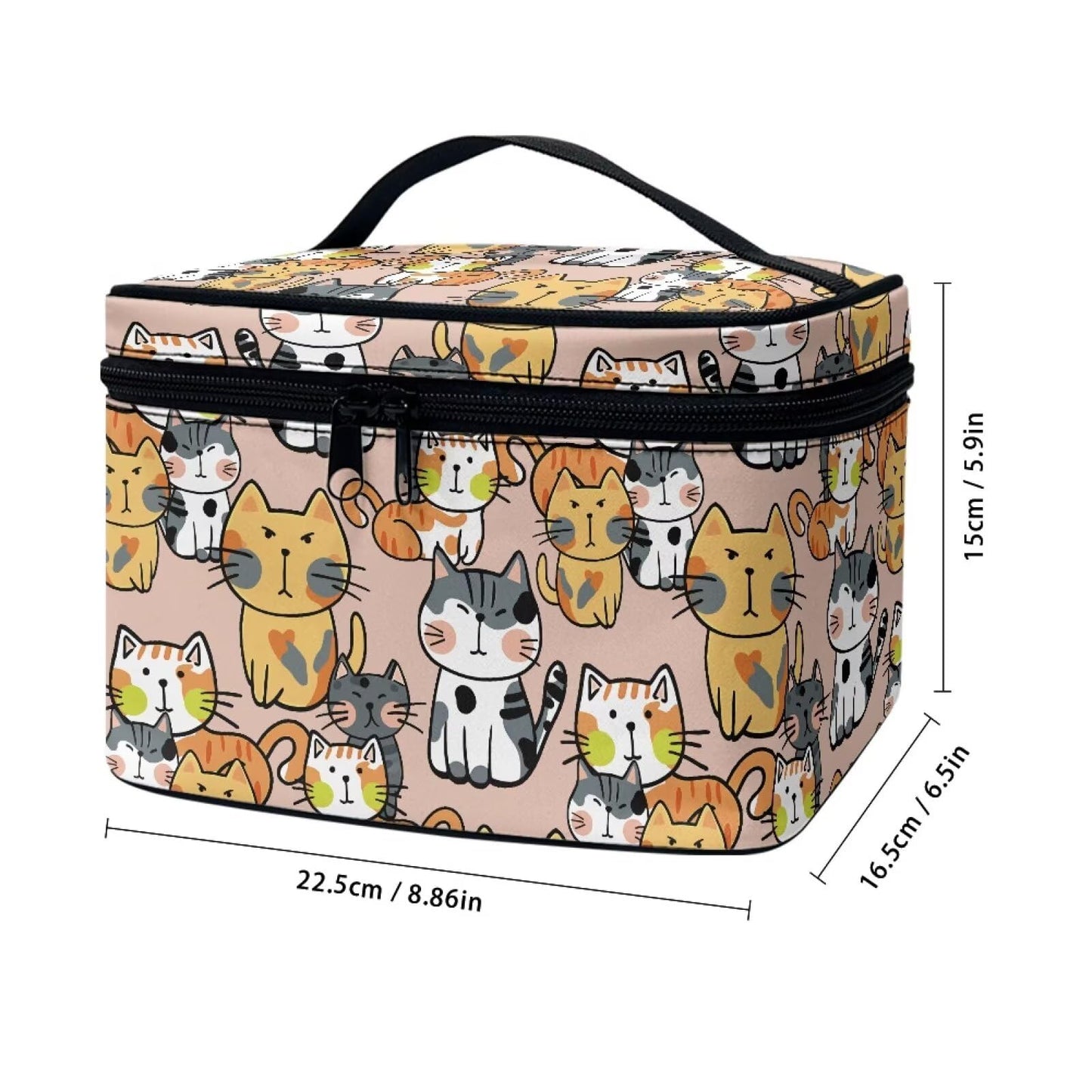 AQYAPTOIY Kawaii Cat Makeup Bag Cosmetic Travel Pouch for Women Large Make Up Bags Portable Cosmetic Storage Bag with Handle Multi-functional Toiletry Bag