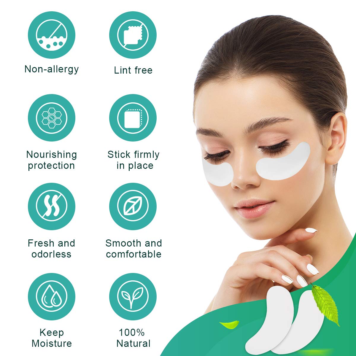Eyelash Extension Eye Pads - Lint-Free Hydrogel Gel Pads | 100 Pairs for DIY Lash Extensions