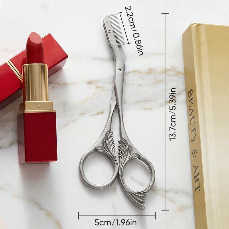 Eyebrow Trimming Scissors with Combs, Stainless Steel Eyebrow Scissors, Eyebrow Grooming Tools for Men and Women (Black)