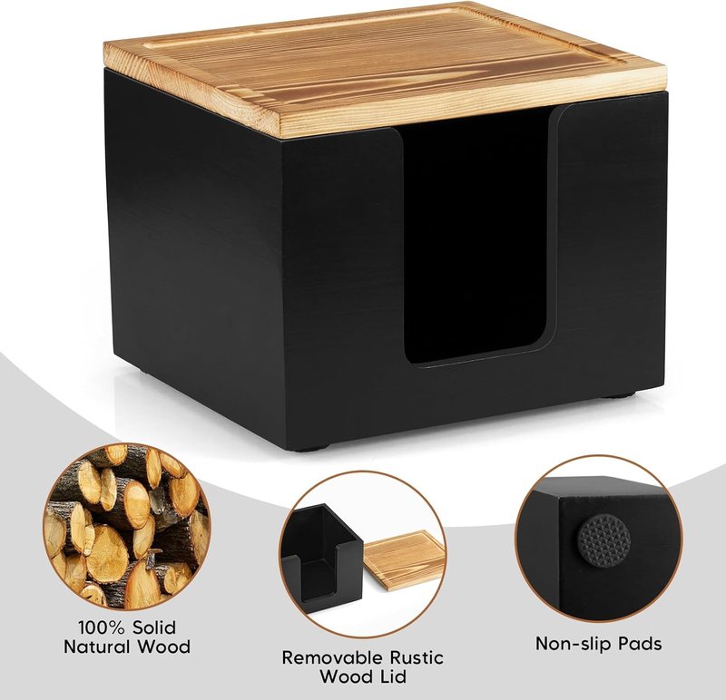 Disposable Face Towel Holder Box - Wooden Makeup Organizer for Vanity | Bathroom Storage Solution (Towels Not Included)