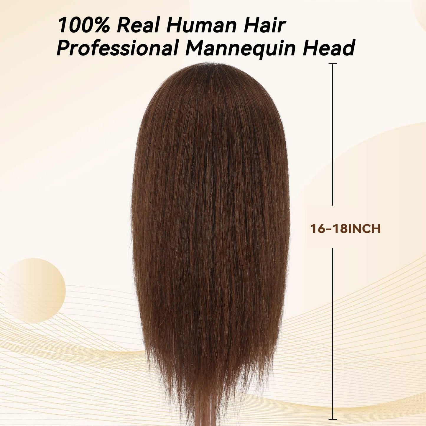 Mannequin Head - 100% Real Human Hair for Cosmetology | Braiding, Styling, Cutting - Brown