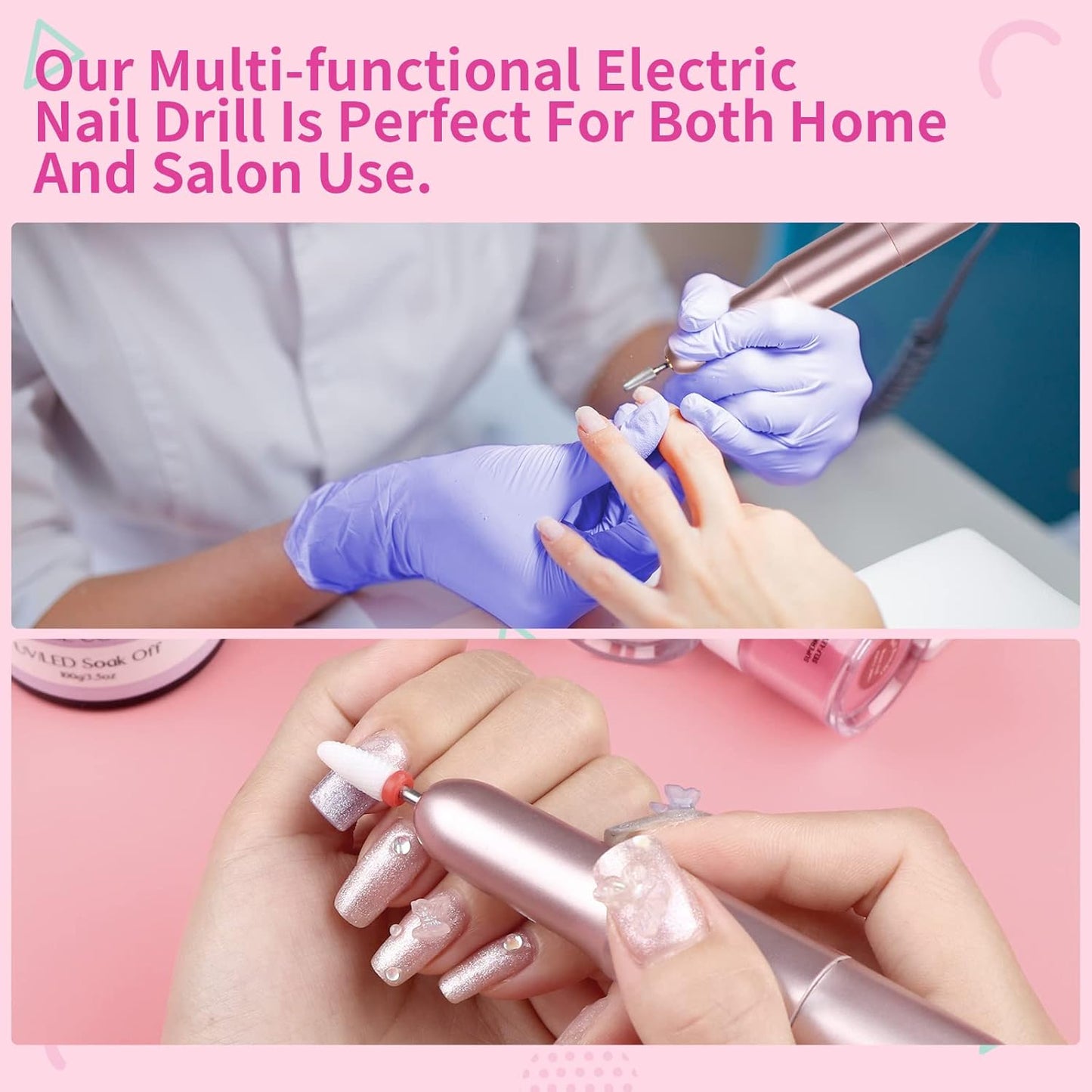 Electric Nail Drill - 20000RPM Pro Portable Efile Machine for Acrylic Nails | Complete Drill Bits for Home Salon & DIY Nail Art