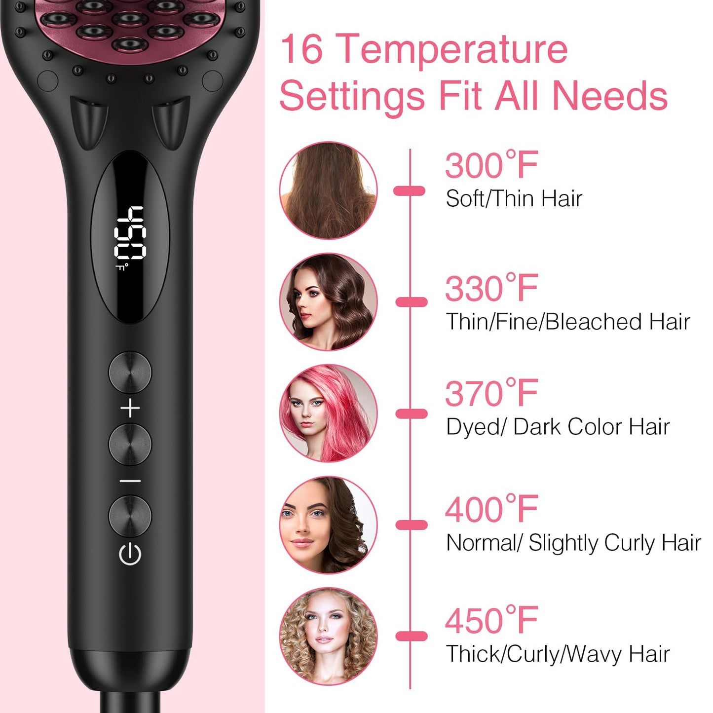 MiroPure Enhanced Ceramic Hair Straightener Brush - 2-in-1 Ionic Styling Tool with Anti-Scald & Auto-Off Features | Black