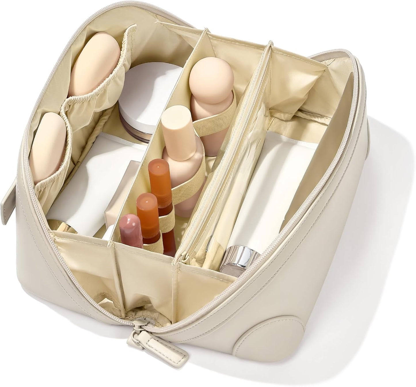 Travel Makeup Bag for Women - Large Capacity Waterproof PU Leather | Portable Cosmetic & Toiletry Bag for Business Trips