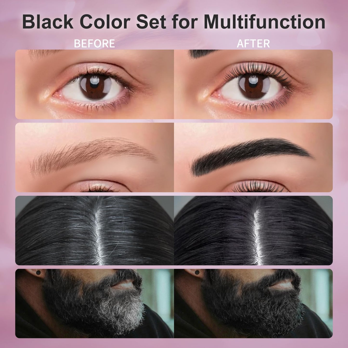 Eyelash & Eyebrow Color Kit, Black Lash & Brow Color Kit, Eyebrow Coloring Set with Natural Bushy Results, Easy Use & Salon at Home, 7ml, Black