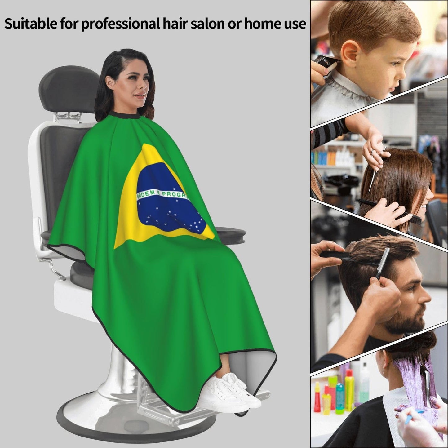 Brazil Flag Hair Cutting Barber Cape Hair Salon and Dyeing Styling Cloth for Women/Men