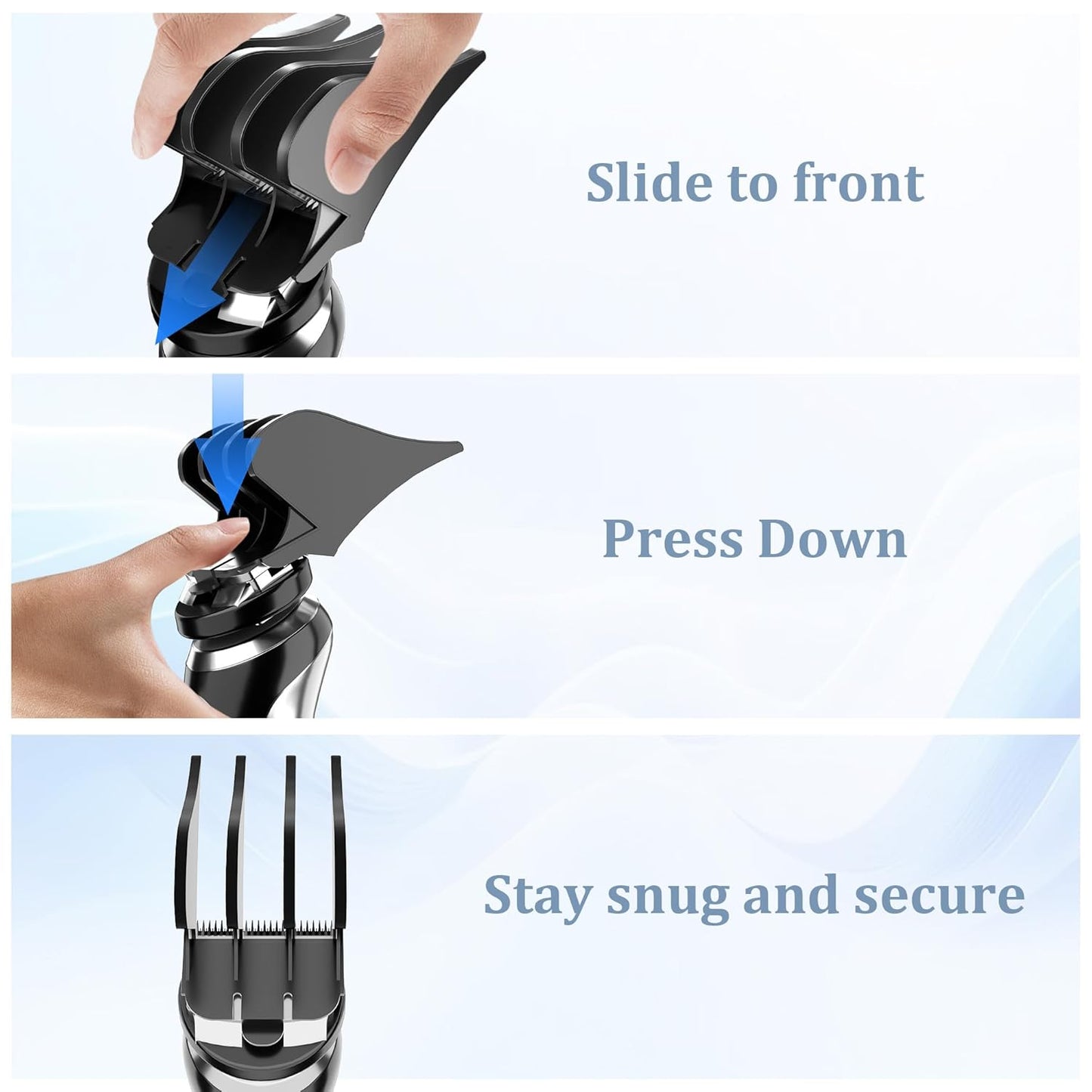 Hair Clipper Guards - 3 Count Set for Wahl Clippers | Includes No. 10, No. 12, No. 16 - Gray