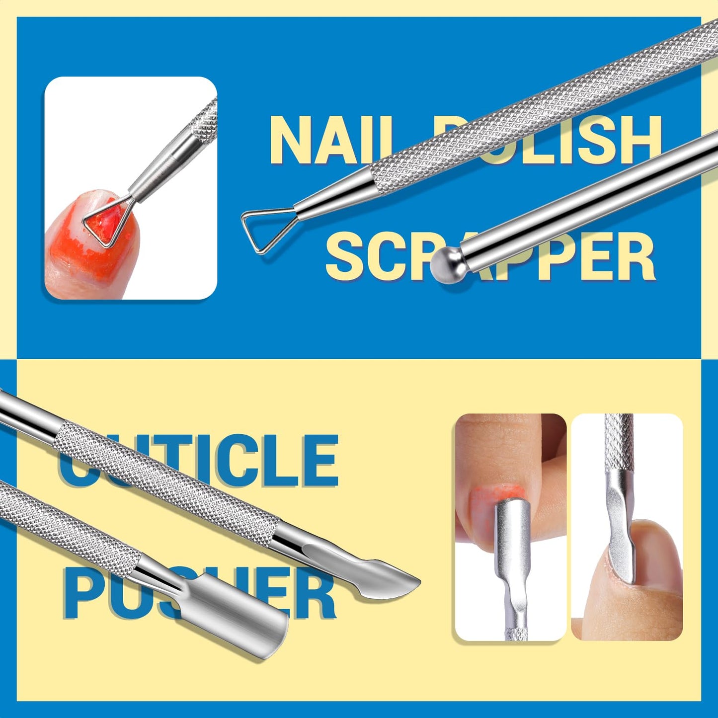 Nail Polish Remover Kit - 2 Soaking Bowls, Cuticle Tools, Oil, Files & Buffers | Complete Manicure Set