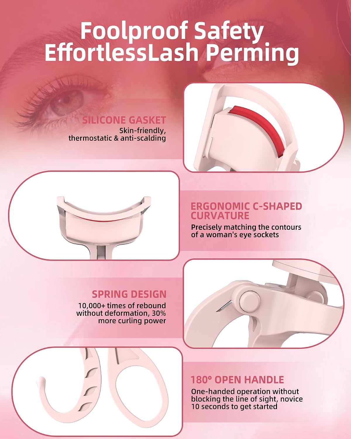 Heated Eyelash Curler - Quick 5-Second Curling Tool for Stunning Lashes