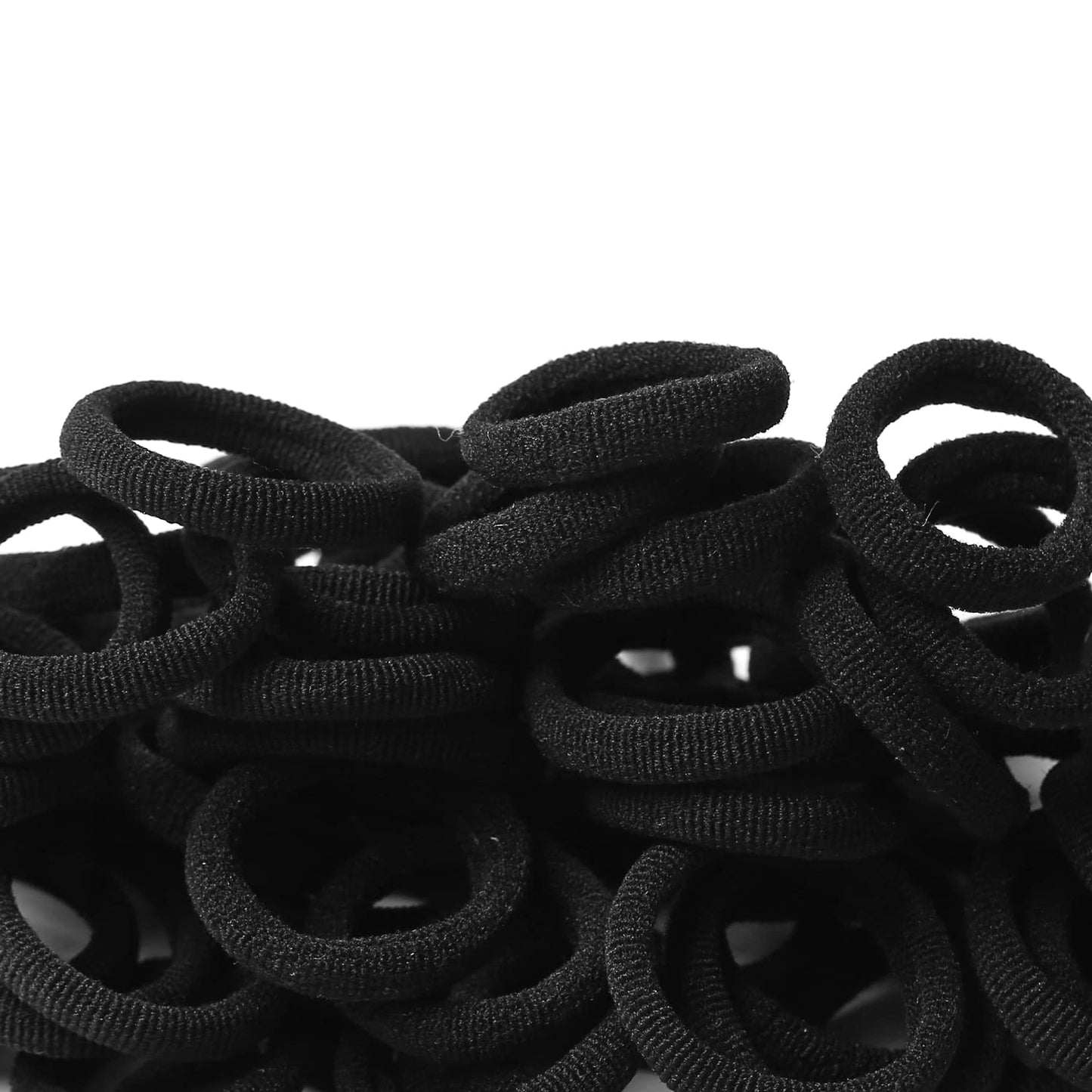 Mini Hair Ties - 100 Pcs Seamless Black Soft Elastics | No Damage Ponytail Holders