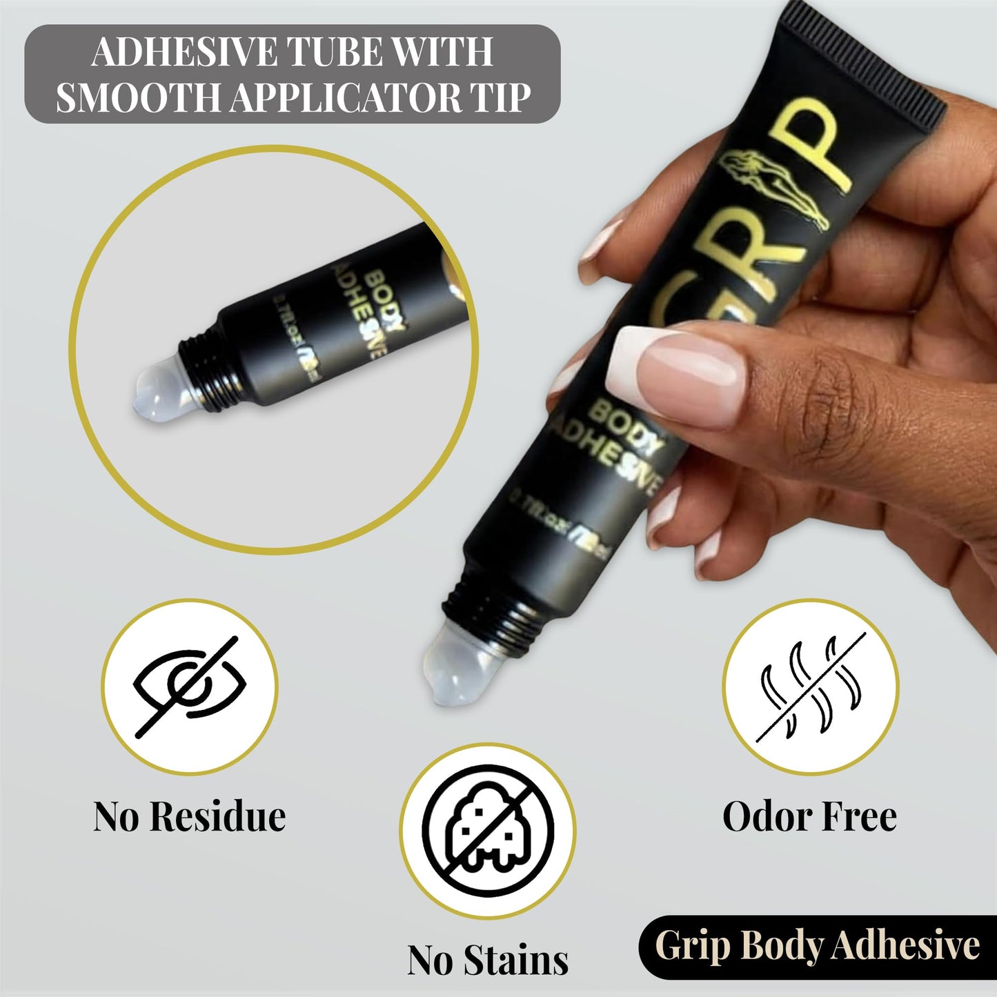 Grip Shapewear Body Adhesive Glue - Water Wash, Fabric-Safe Liquid Adhesive for Skin - Adhesives Bra Sweat Proof Glue, Stockings & Outfits - Fashion Fix for Women & Dancers - 20ml