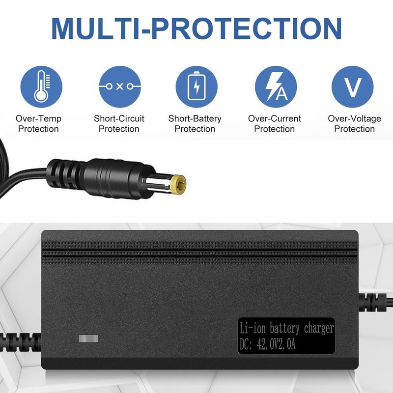 42V 2A Electric Scooter Charger for Hiboy S2 Pro/Lite, S2, KS4, KS4 Pro, NEX, NEX3, NEX5, Max, Max3, Max V2 Kidzone Bumper Car,DC Plug with 5.5 x 2.1 mm / 5.5 x 2.5 mm Tip Port for 36V Lithium Battery