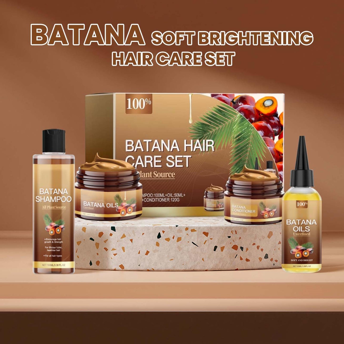 Batana Oil Shampoo and Conditioner Set - Unrefined Batana Mask & Oil for Hair Growth & Loss, Natural Care Set for All Hair Types