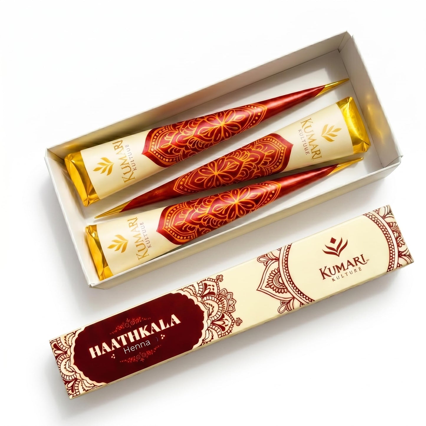 Plant Based Henna Paste Cones | Made of 100% Pure Henna Powder Hair Dye | Infused with Tea Tree Oil | Reddish Brown Color pack of 3