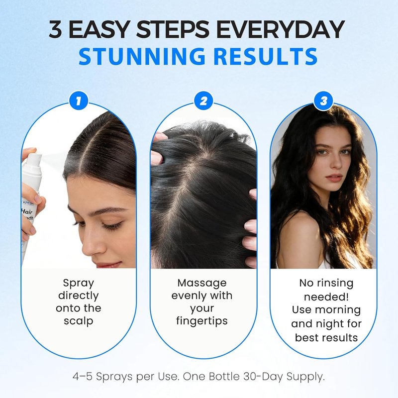 Hair Growth Spray - Batana Oil & Thuja Extract Scalp Serum for Thinning Hair | Non-Greasy Volumizing Treatment, 2 fl oz