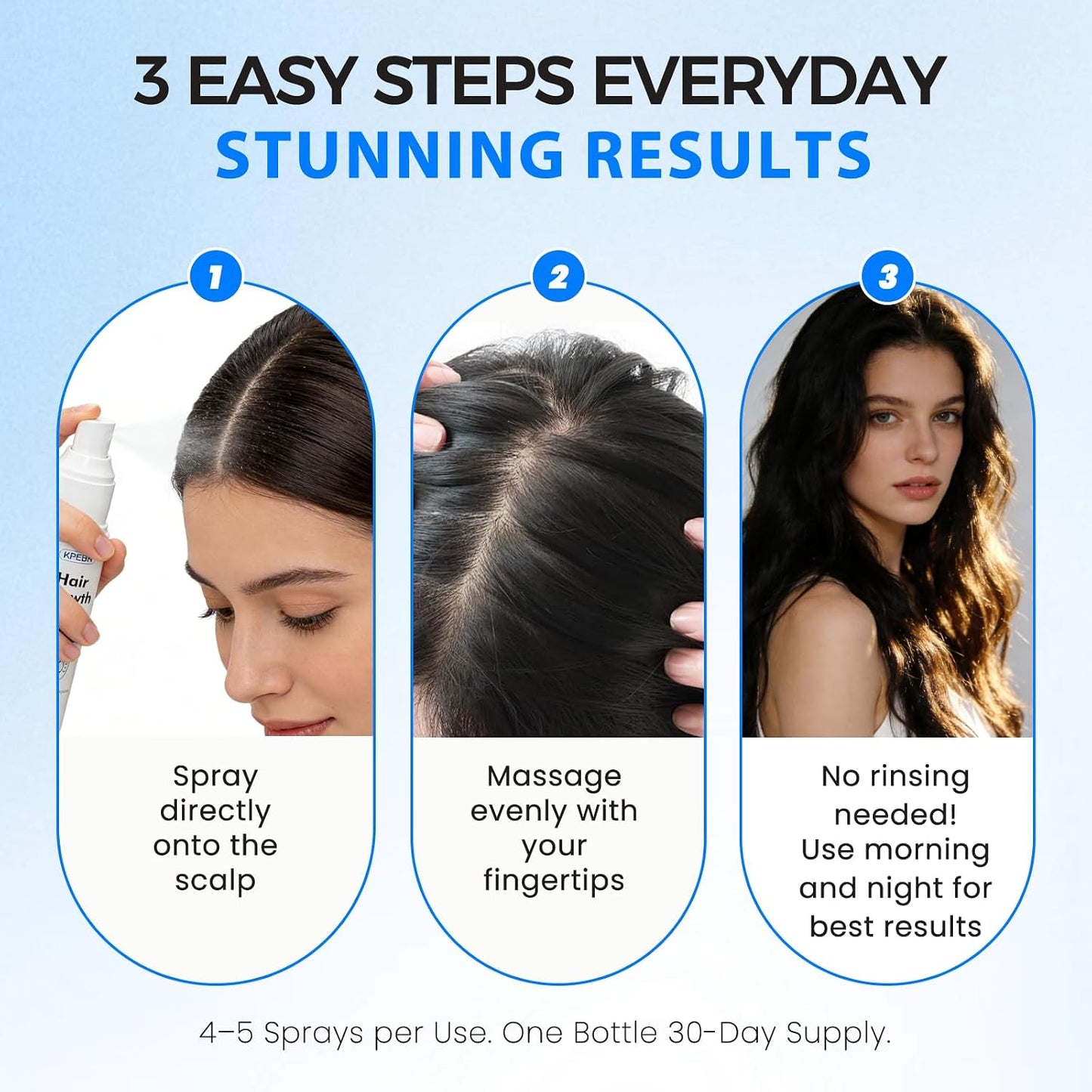 Hair Growth Spray - Thicker Longer Hair with Batana Oil & Thuja Extract | Non-Greasy Scalp Serum, 2 fl oz
