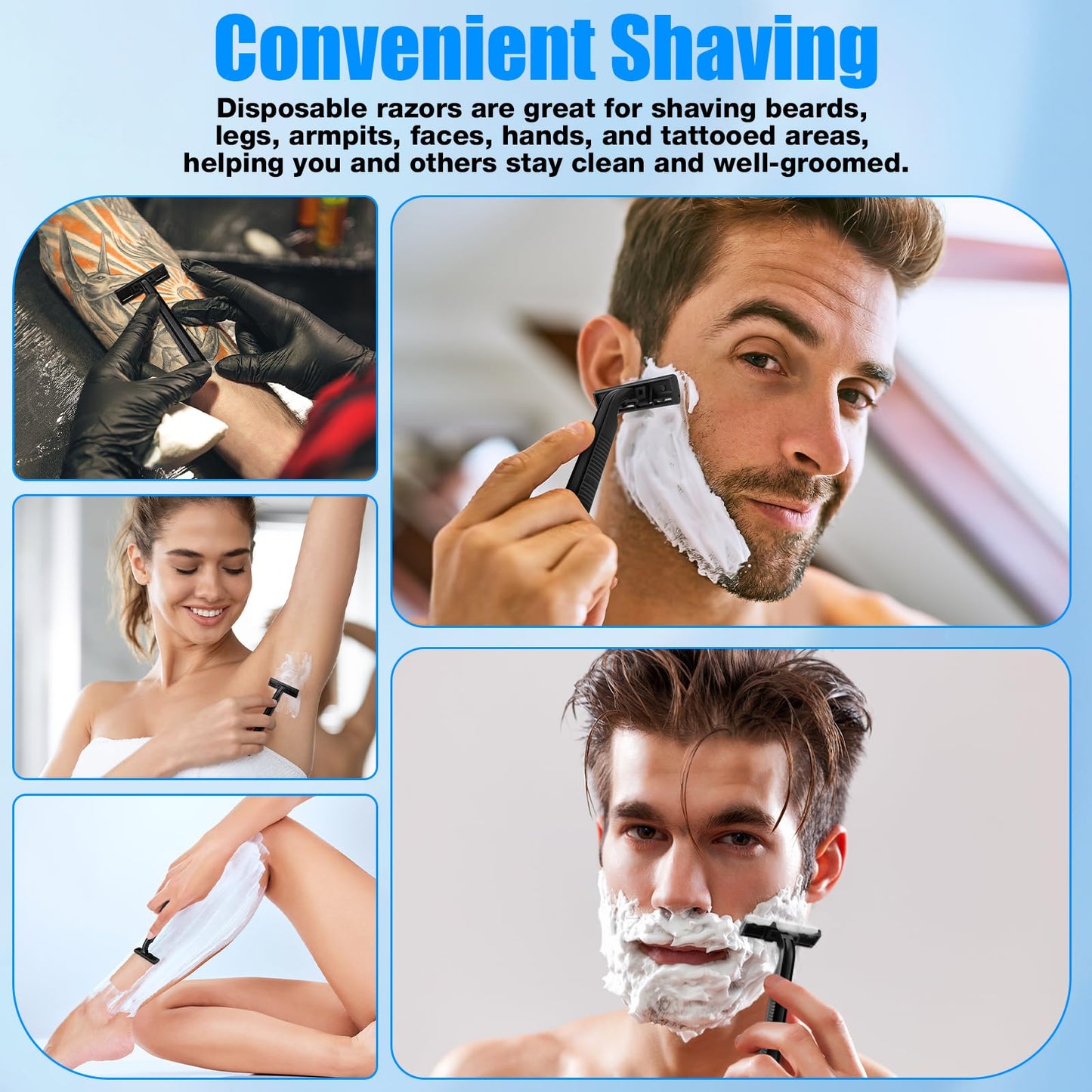 MAGDIY Disposable Razors Bulk for Men 500 Pack, Homeless Supplies Bulk, Twin Blade Mens Safety Travel Supply Shaving Razor, Face Beard Body Shavers for Hotel Camping Bathing (Black)