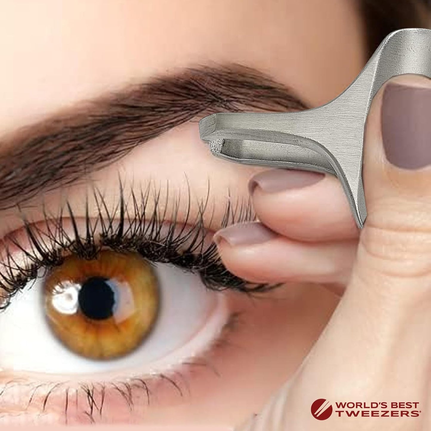 Diamond Butterfly Tweezers - Precision Slant Tip Eyebrow & Facial Hair Removal Tool | Wide Grip Silver Stainless Steel