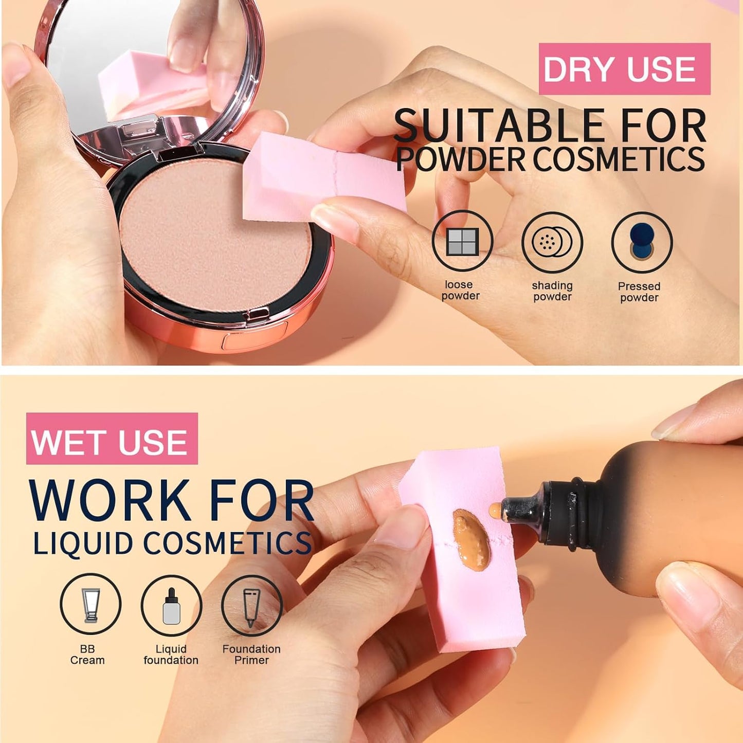 Makeup Sponges - 48 Latex-Free Wedge Applicators for Liquid Foundation | Ideal for Festival Makeup