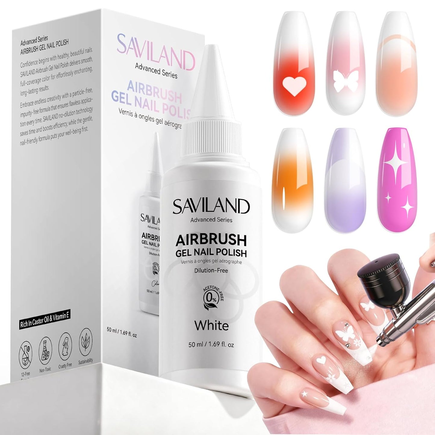 SAVILAND Pro Airbrush for Nails - 25 PSI Precision Nail Art Tool | Cordless, 0.3mm Nozzle, Flow-Locked Atomization