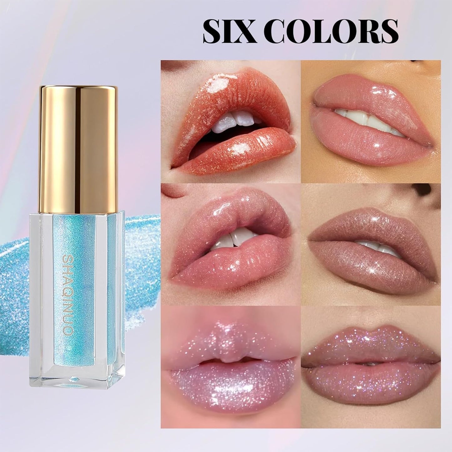 Colorful Shimmery Lip Gloss Set - 6 Pcs Long-Lasting Waterproof Moisturizing Lip Oil for Women’s Makeup | Perfect Gift
