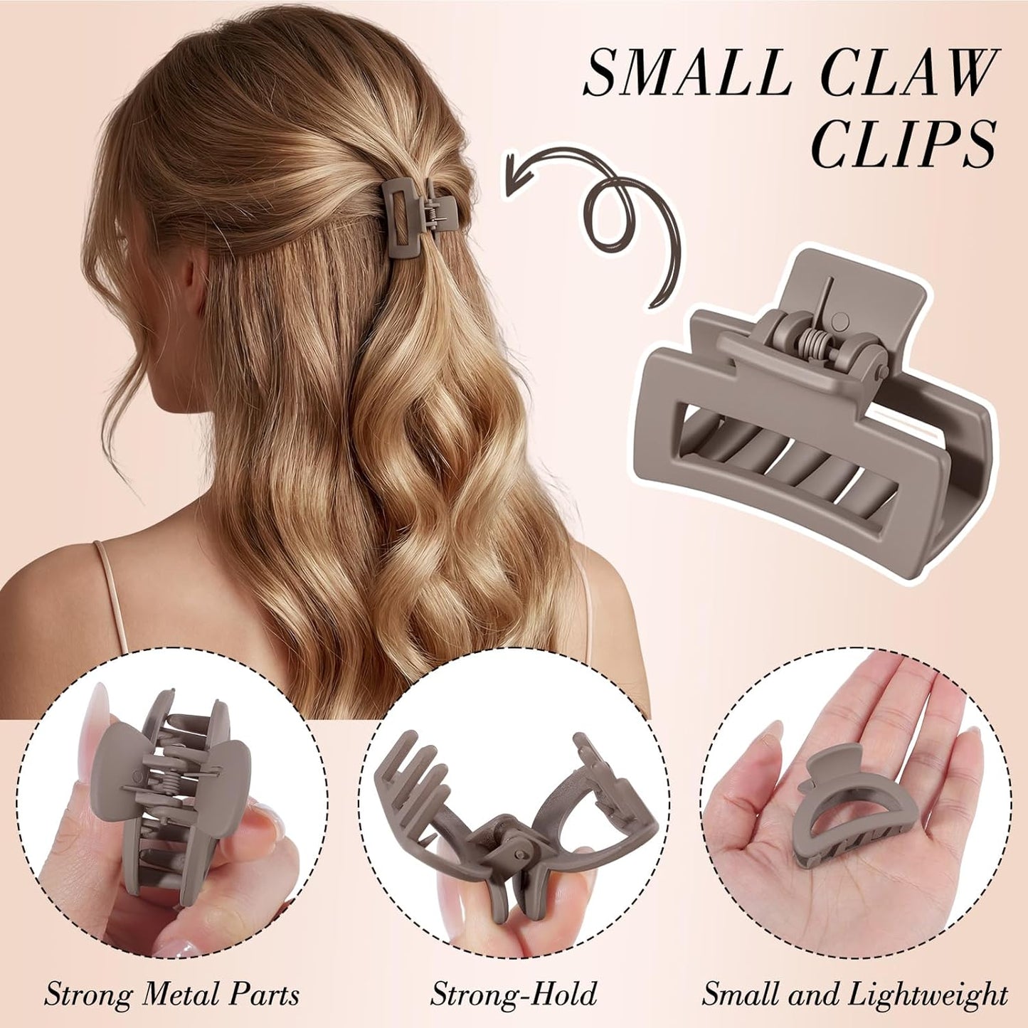 12 Pcs Mini Claw Hair Clips for Thin Hair - 1.6 Inch Matte Black, Brown, Beige Short Hair Accessories