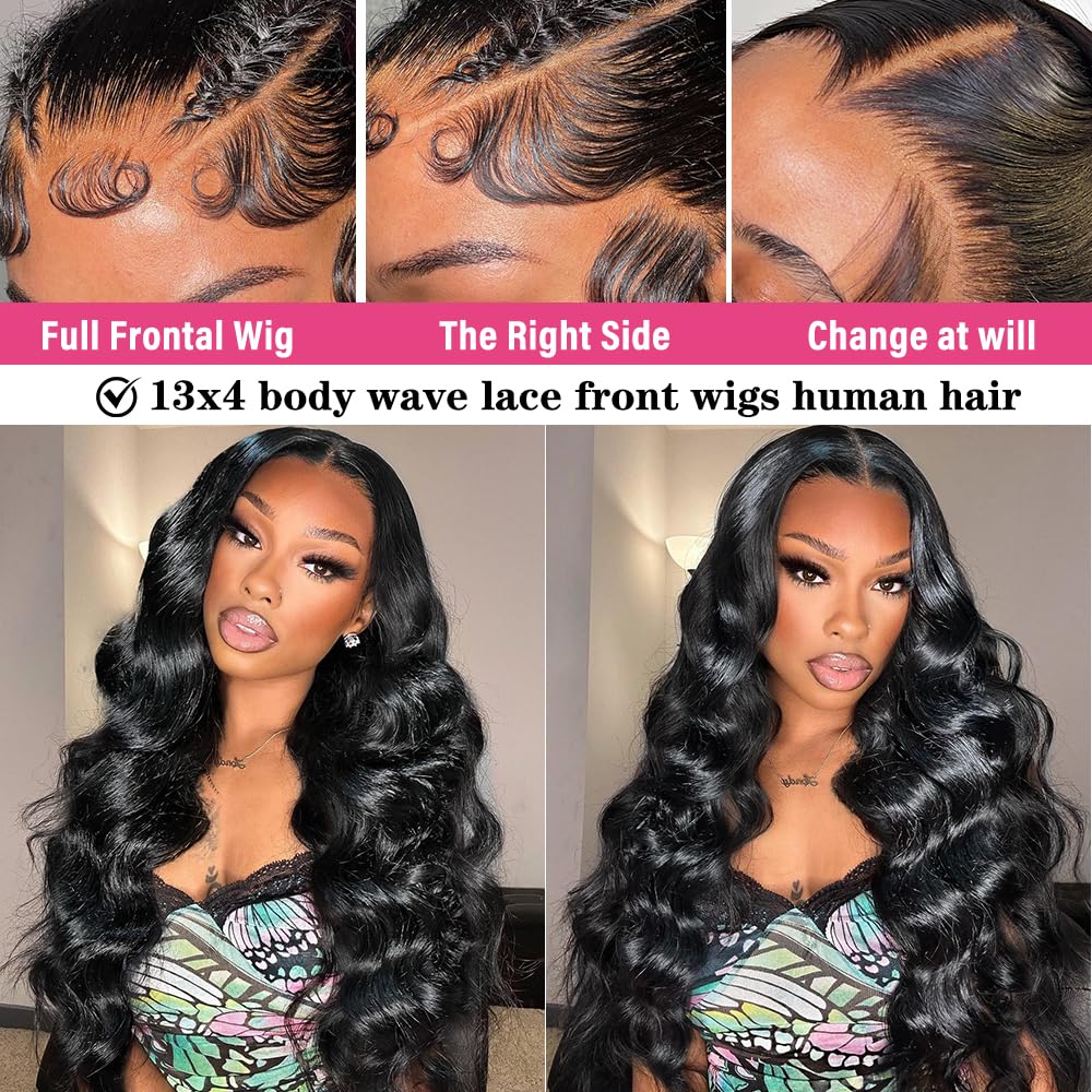Devonia 28 Inch Body Wave Lace Front Wig - 13x4 HD Transparent Lace, 180% Density, Glueless Human Hair for Women