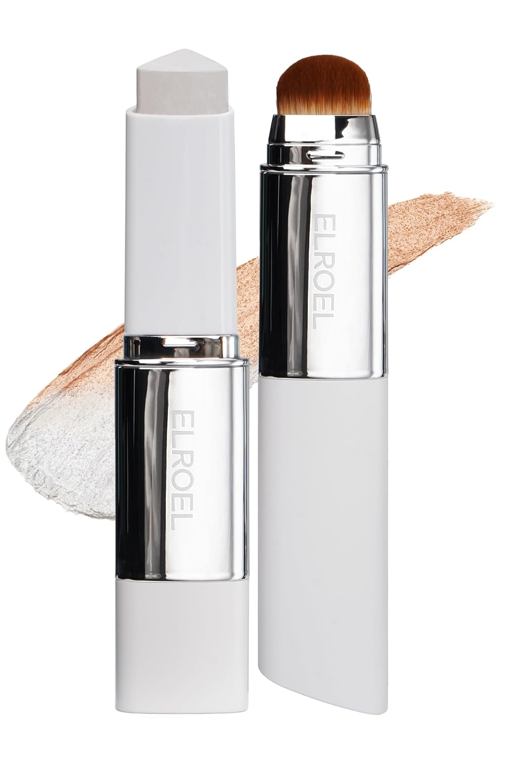 ELROEL Blanc Cover Cream Stick - Korean Color-Changing Foundation with Volufiline | Medium to Full Coverage, Dewy Finish (203 Medium)