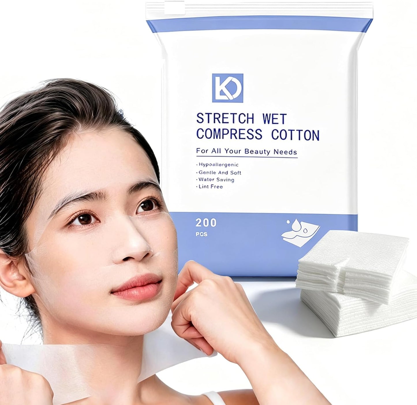 Cotton Pads for Face - 200 Count Unbleached, Lint-Free, Non-Irritating | Ideal for Toner, Essence, Masks