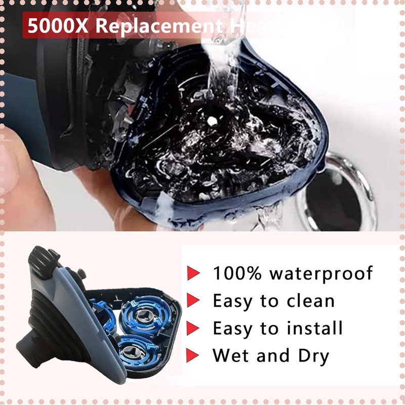 Replacement Heads Compatible with Philips Norelco 5000X Series Shavers, for Norelco 5000x Replacement Heads, Fits Models X5000,X5001,X5009, X5101, X5102,X5002,X5003,X5005