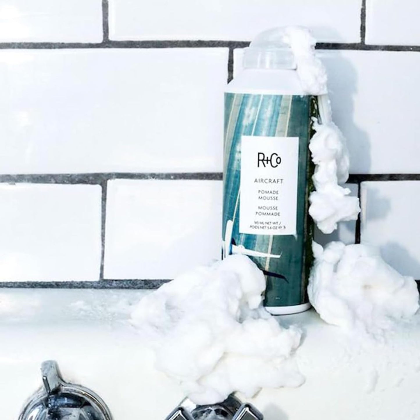 R+Co Aircraft Pomade Mousse - Lightweight Styling Foam for Texture & Volume | Vegan, 5.6oz