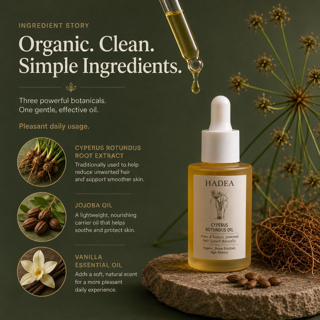 Cyperus Rotundus Oil - 100% Organic Hair Growth Inhibitor | 30ml for PCOS & Hirsutism