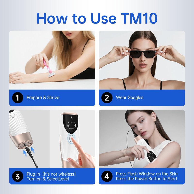 Wniopst IPL Hair Removal Device Gift for Women and Men, with Ice-Cooling Technology, Gentle Hair Reduction for Nearly, Hair Removal Device for Armpits Legs Arms Bikini Line, Corded