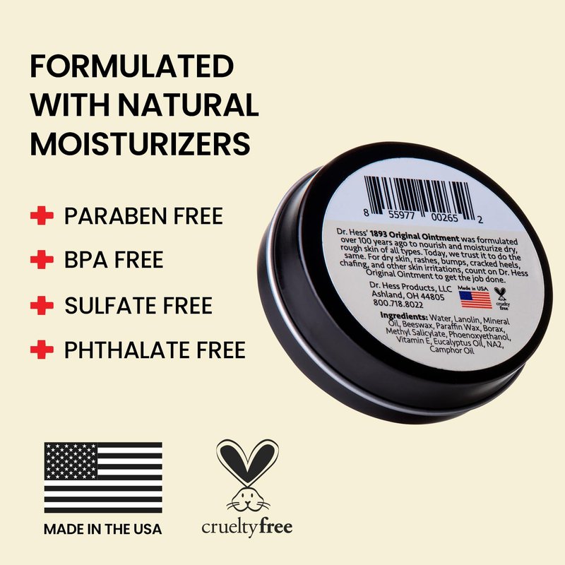 Dr. Hess' Udder Ointment - All-Purpose Moisturizer for Dry, Irritated Skin | 1.4 oz with Lanolin & Eucalyptus Oil