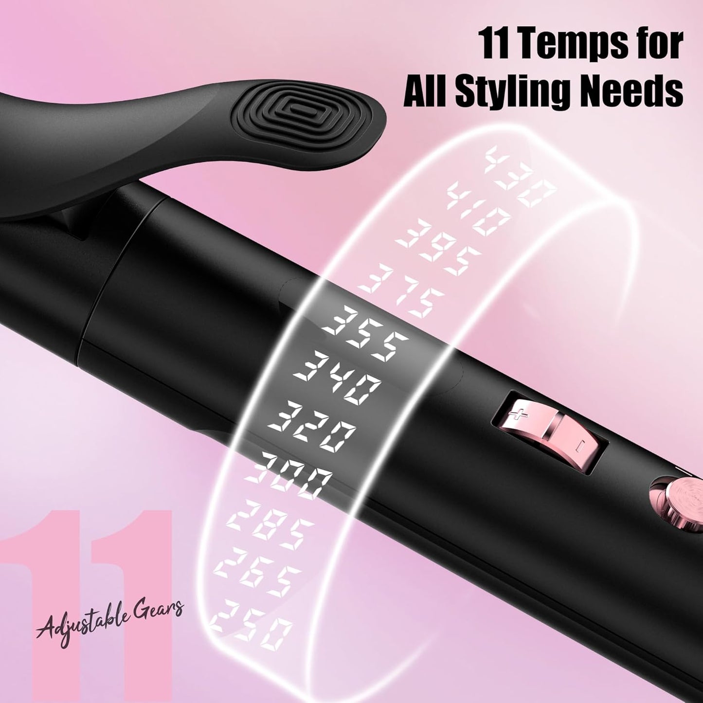Farery Long Barrel Curling Iron - 1.25 Inch for Long Hair, Argan Oil Infused, 11 Adjustable Temps | Includes Clips & Silicone Pad
