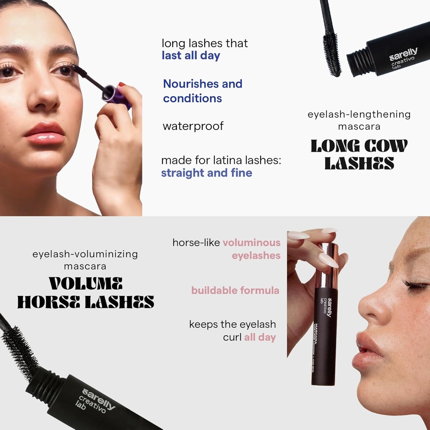 Mascara Kit - Volume & Lengthening Horse Lashes | Waterproof, Vegan & Cruelty-Free | Long Cow Lashes