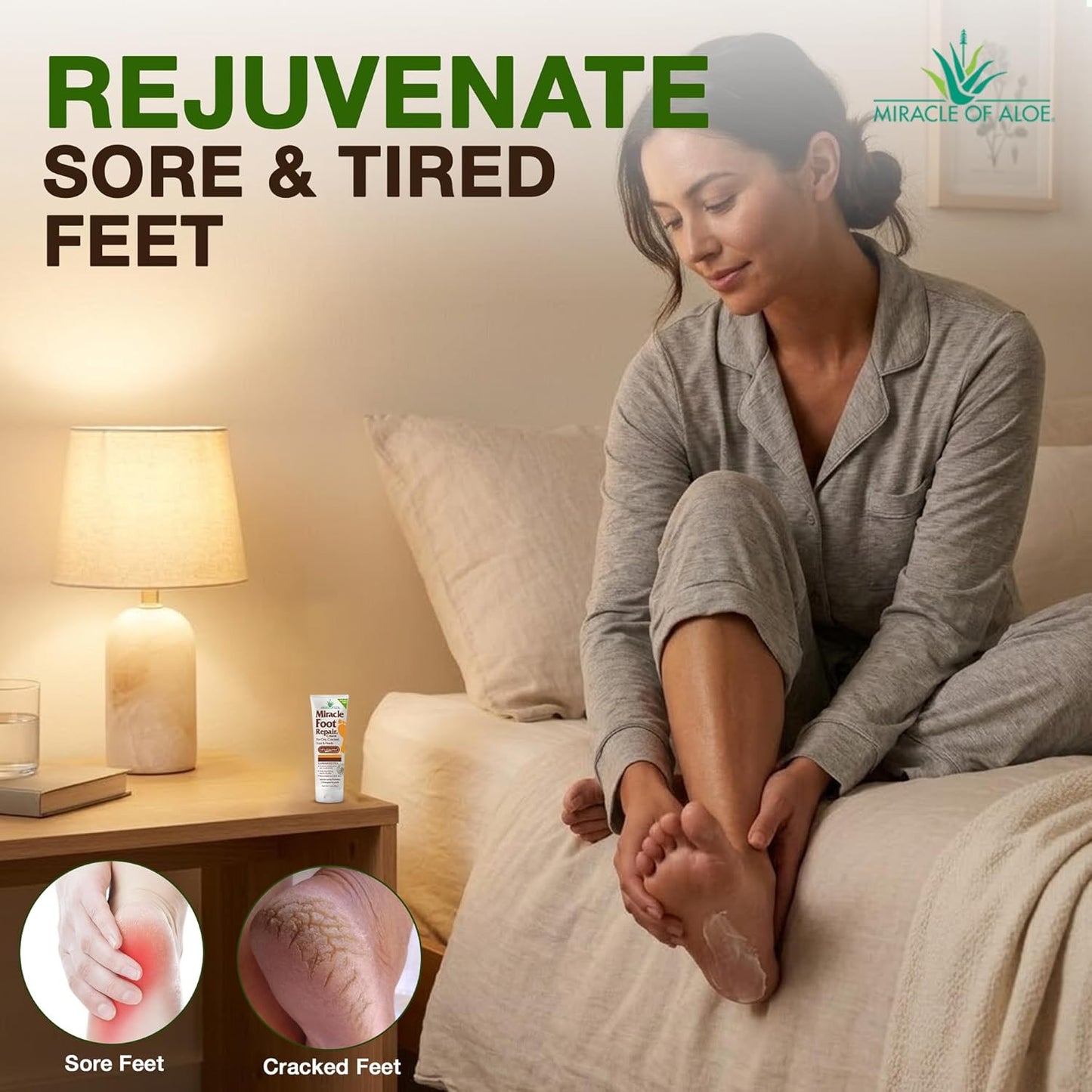 Miracle Foot Repair Cream - UltraAloe Moisturizing Formula for Dry, Cracked Heels | 1 oz, 3 Pack